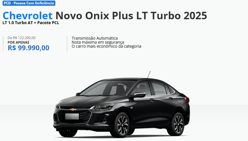 Chevrolet libera os preços do Onix Plus para PcD em janeiro com descontos de até R$ 26.489