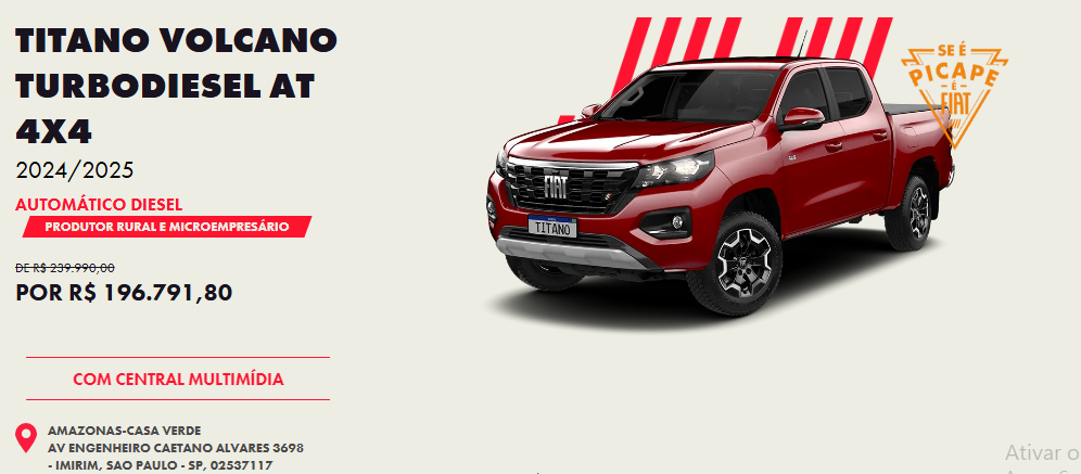 Fiat libera Titano Volcano em janeiro com desconto de R$ 43.198