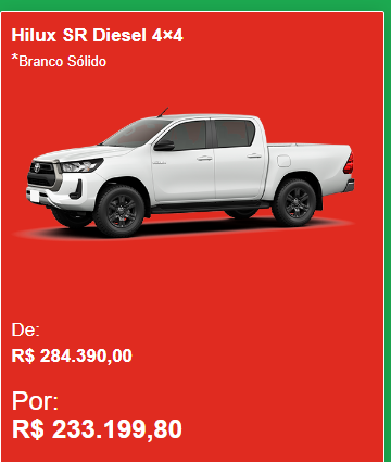Toyota oferece desconto de R$ 51 mil para CNPJ na Hilux SR em janeiro