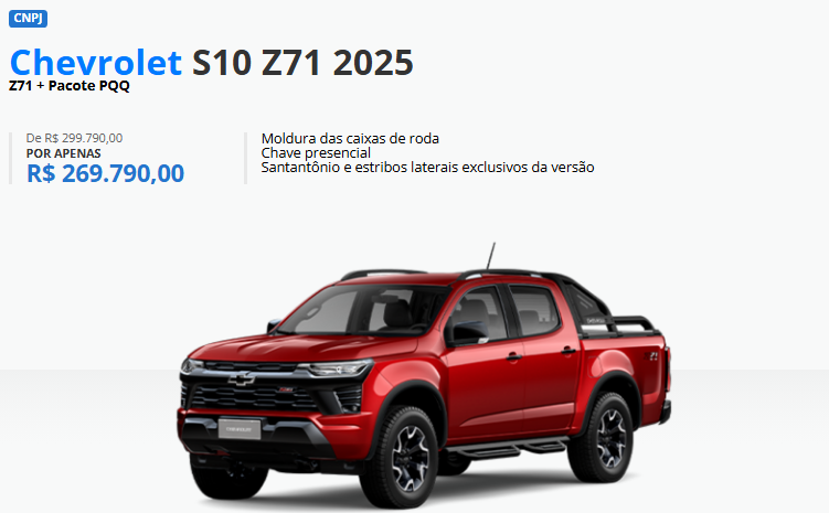 Chevrolet vende S10 Z71 em fevereiro com descontão de R$ 30.000
