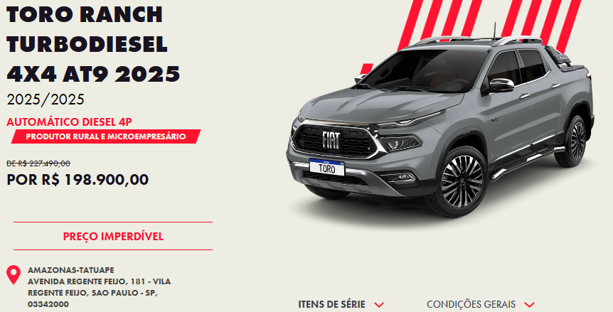 Fiat anuncia Toro Ranch para CNPJ com super desconto em fevereiro de R$ 28.590