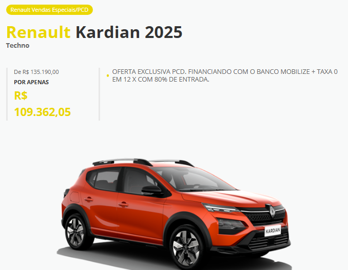 Renault Kardian Techno está com descontão promocional de R$ 25.827 para PcD