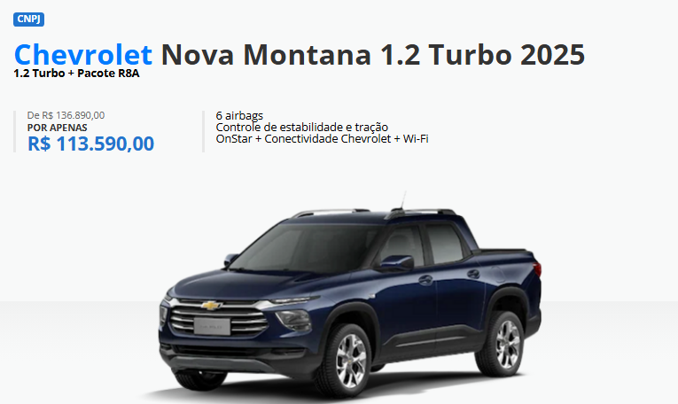 Chevrolet Montana 1.2 Turbo é vendido com descontão R$ 23.300 para zerar estoque