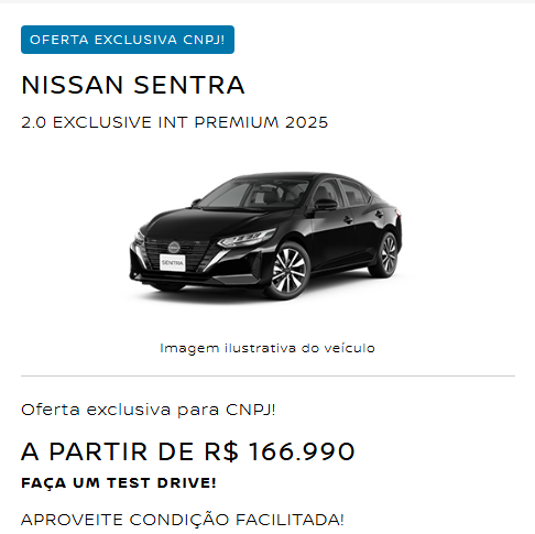 Nissan Sentra Exclusive é vendido durante o Carnaval com mega descontão R$ 23.200 para liquidar estoque
