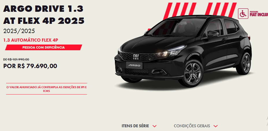 Fiat Argo Drive 1.3 AT é liberado em março com mega desconto R$ 22.300 para limpar estoque