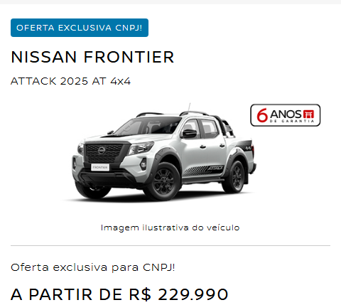 Nissan Frontier Attack com grande oferta de R$ 40.600 de desconto para acabar estoque