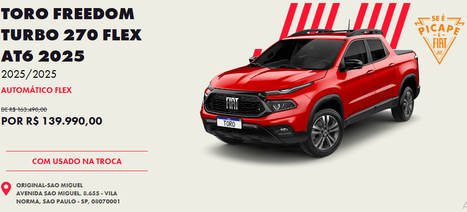 Fiat Toro Freedom com mega oferta de R$ 26 mil de desconto para zerar estoque