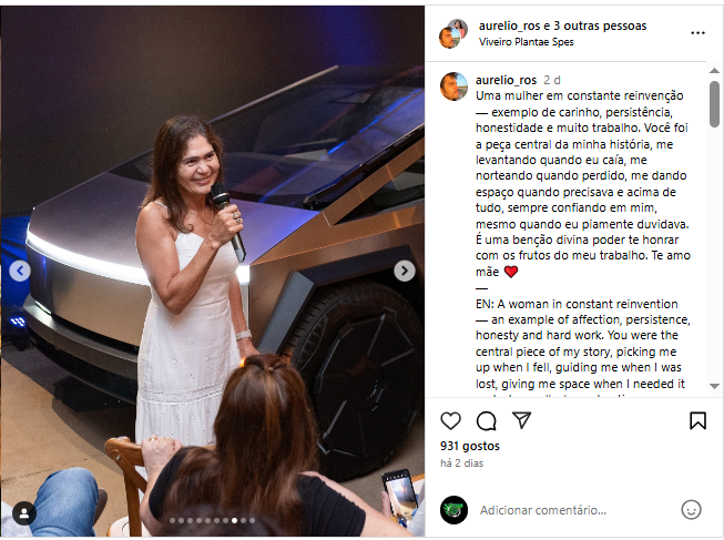 Engenheiro brasileiro radicado em Goiás presenteia mãe com Tesla Cybertruck