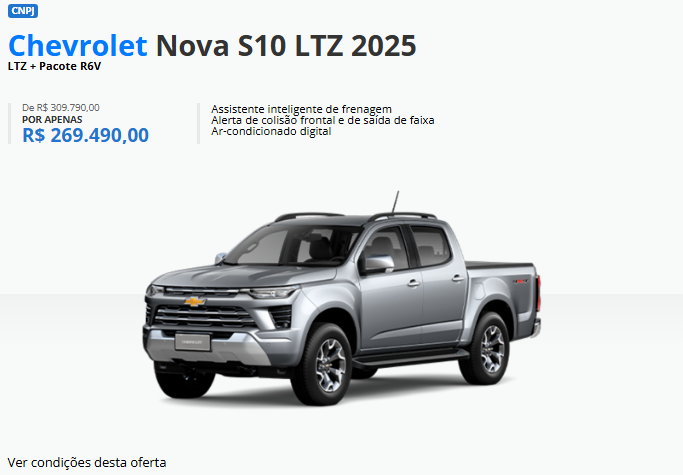 Chevrolet S10 LTZ é anunciado em abril com desconto de R$ 40.300 para CNPJ