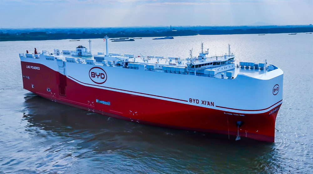 BYD amplia frota marítima com navio Xi’an capaz de transportar 9.200 veículos