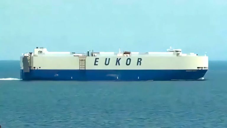 Navio cargueiro pega fogo no Pacífico com 800 veículos elétricos a bordo