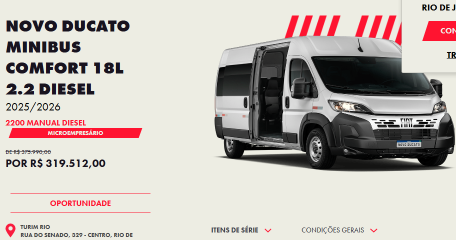 Fiat derruba preço da Ducato 2026 em R$ 56,4 mil para CNPJ