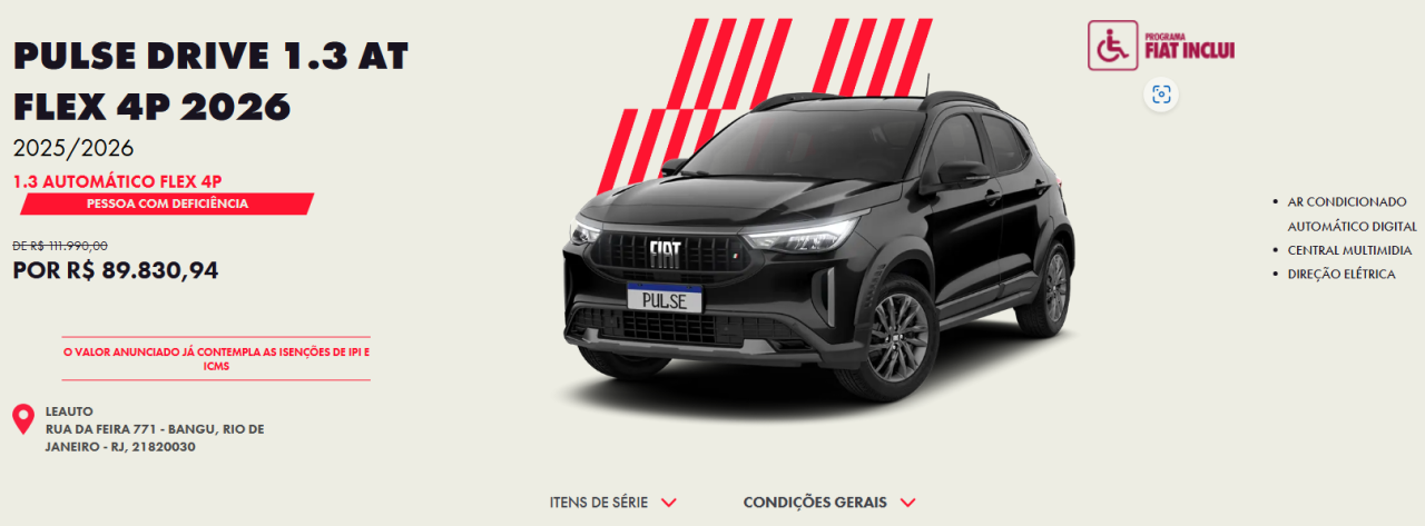 Com desconto de R$ 22 mil, Fiat Pulse Drive 1.3 CVT custa menos que Polo