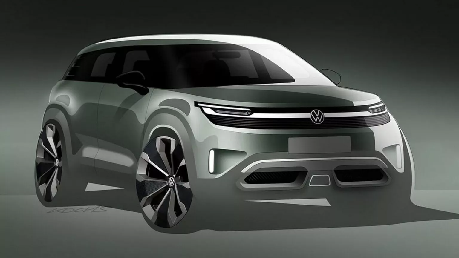 Volkswagen antecipa versão elétrica do T-Cross em esboço