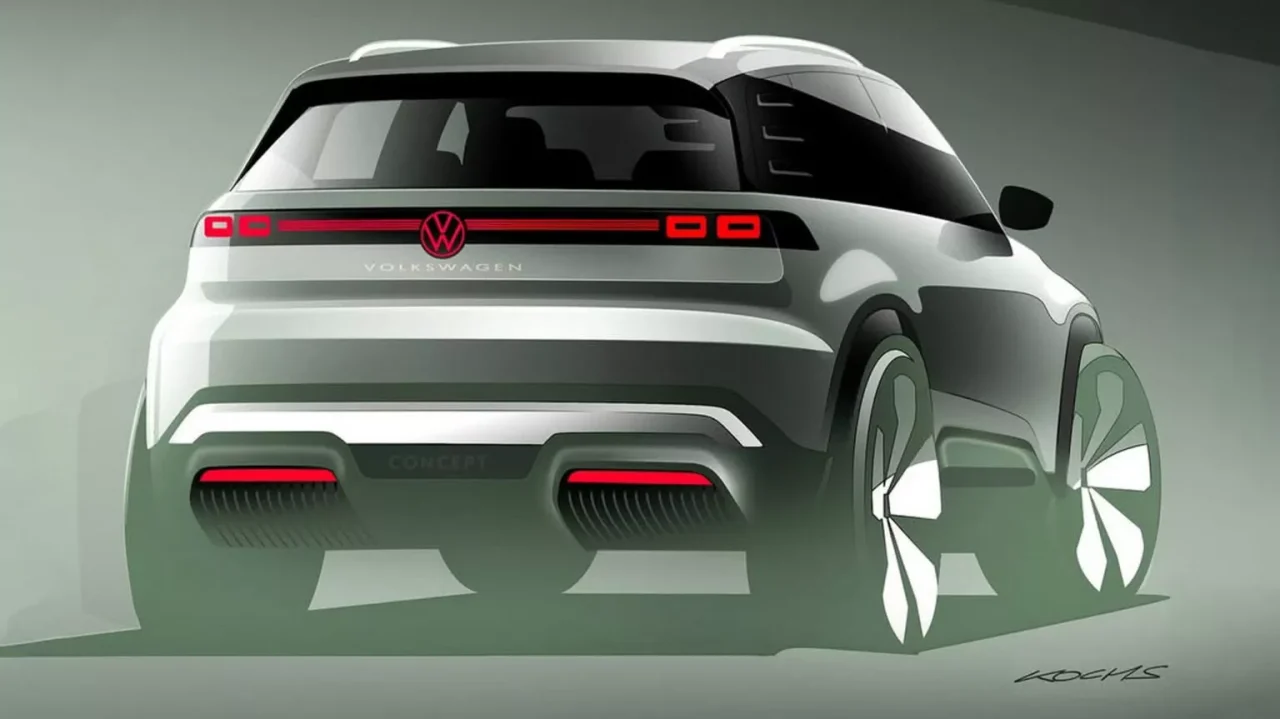 Volkswagen antecipa versão elétrica do T-Cross em esboço