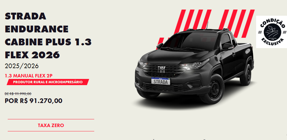Fiat derruba preço da Strada em R$ 20.720 para CNPJ em setembro
