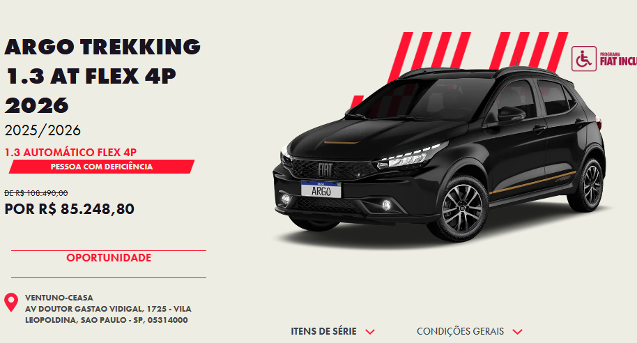Fiat Argo Trekking AT é liberado em outubro com descontão de R$ 23.241 para PcD