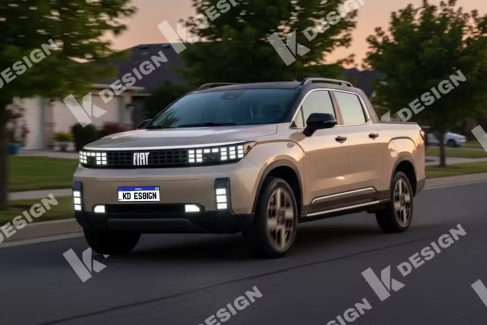 Nova Fiat Strada 2027 terá visual inspirado no Panda e sistema híbrido
