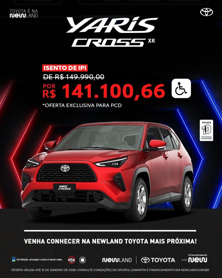 Toyota Yaris Cross passa a ter isenção para PcD e parte de R$ 141.100